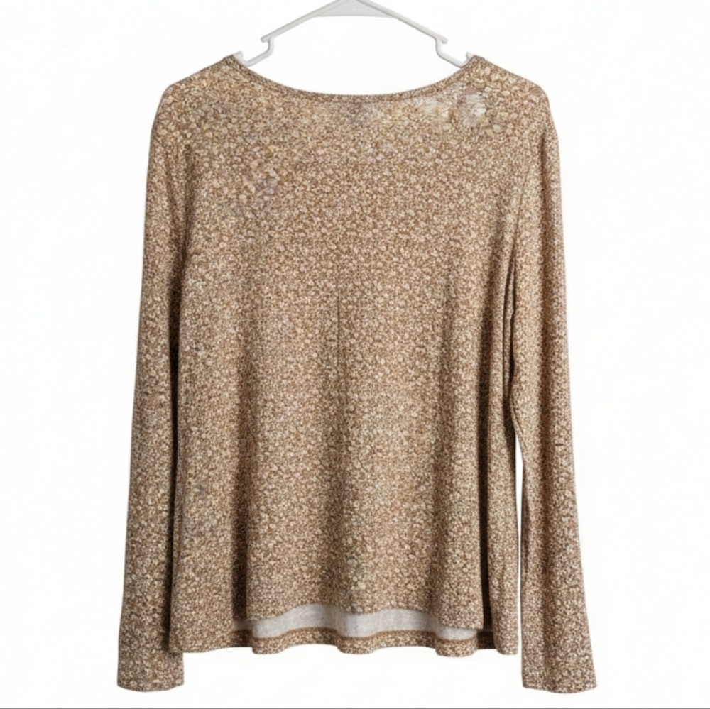 Croft & Barrow Floral Tan Long Sleeve Top